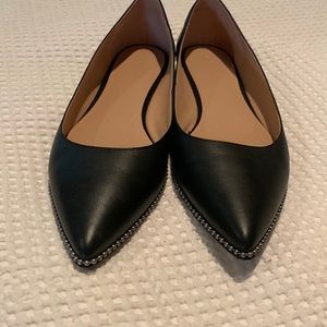 Coach beaded black leather flats